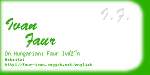 ivan faur business card